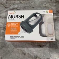 Set of 3 Boon Nursh Silicone Pouch Baby Bottles Medium Flow Nipple SageColorREAD