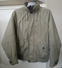 London Fog Towne Vtg 90s Mens Beige Hooded Zipper Jacket W/Removable Liner Sz L