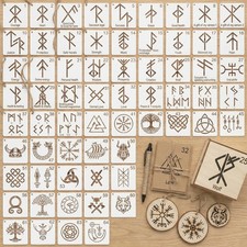 64 Pcs Viking Rune Stencils for Painting, Norse Symbols for Journals 3 Inch