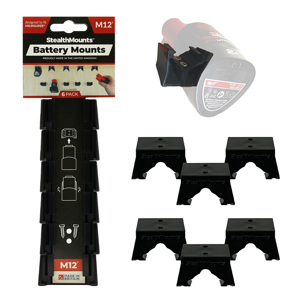 StealthMounts Battery Holder Mount for Milwaukee M12