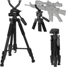 Aluminum Rifle Shooting Rest Tripod with V Yoke Bracket Gun Rack for Hunting US