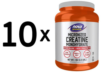 10 x NOW Foods Micronized Creatine Monohydrate - 1000g (51,00 EUR/kg)