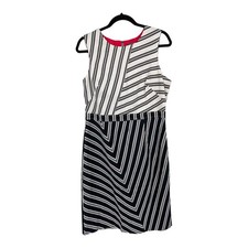 Vince Camuto dress stripe sheath sleeveless black white size 12