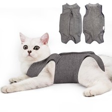 DOTON Cat Recovery Suit for Male and Female Surgical Post Surgery Large, Grey