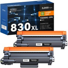 2 X Brother TN830XL Black High Yield Toner Cartridge No Extra Charges