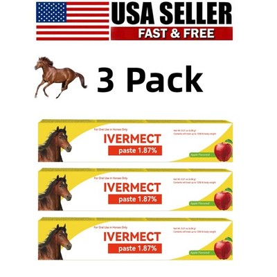 3 Pack Horse Wormer Paste Apple Flavor Fast Ship Exp 01/2028 Sale