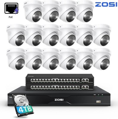 ZOSI 32CH 4K PoE Security Camera System 16/24x 8MP Cameras Person Vehicle Detect