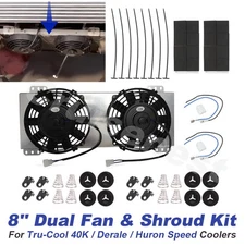 8'' Transmission Cooler Dual Fan & Shroud Kit For Tru-Cool 40K Derale Huron