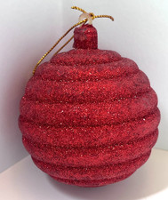 Red Glitter Styrofoam Ball Christmas Ornament Decoration 3 1/4 inches Tall