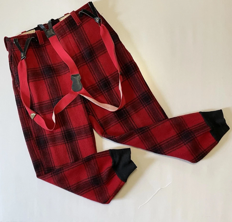 VTG JC Penneys Foremost Hunting Wool Red Buffalo Plaid Pants 32 x 30 - Image 2 of 4