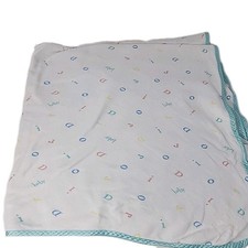 Vintage Baby Dior Satin Trim Baby Blanket Letters READ DESCRIPTION White Green