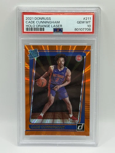 2021-22 Donruss Cade Cunningham Rated Rookie RC Holo Orange Laser #211 PSA 10