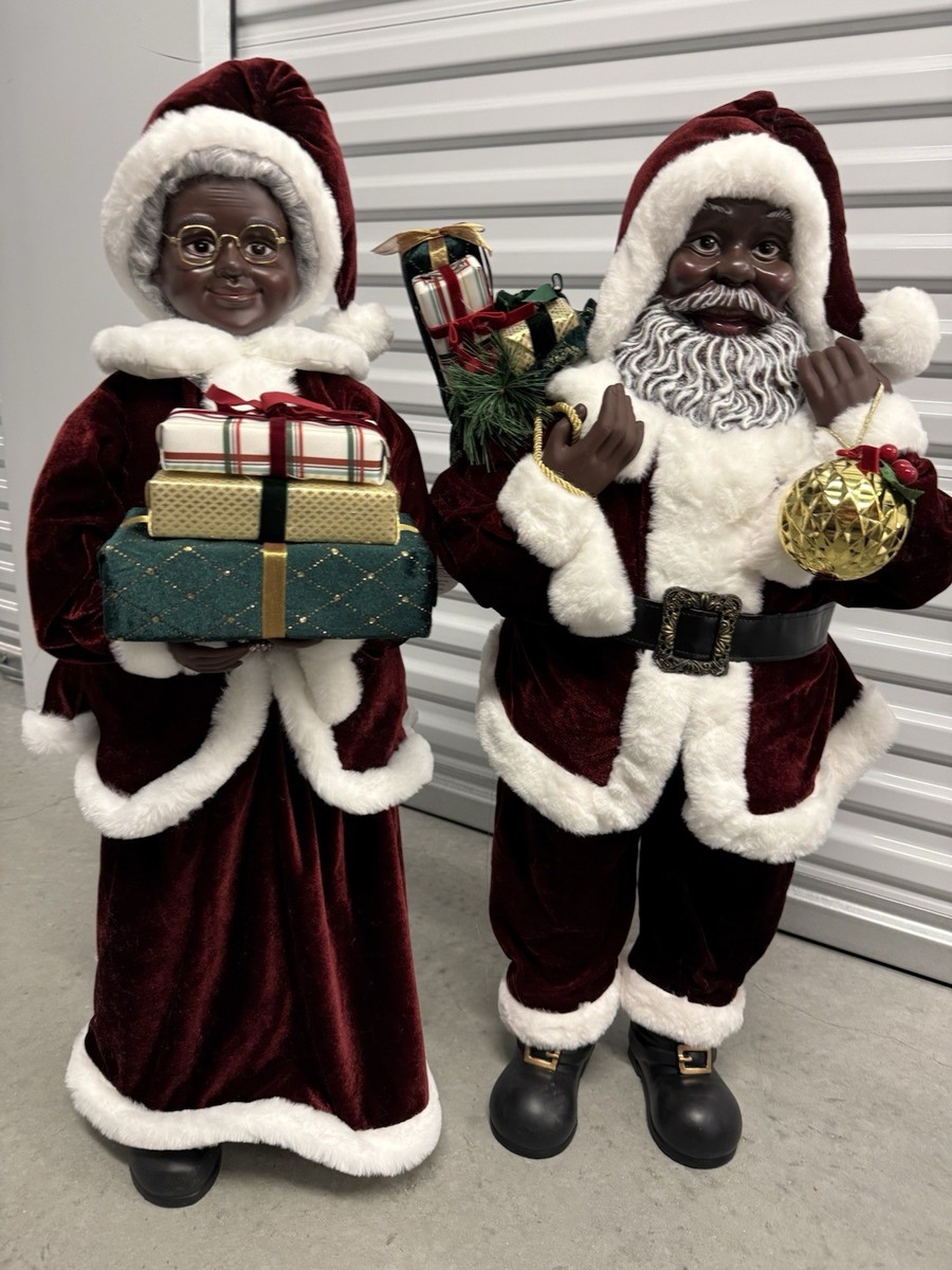 New African American Black Santa Mrs Claus Greeter Display 34