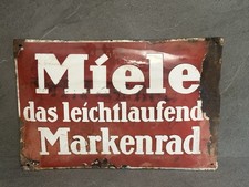 Antikes Emailschild Miele Markenrad Fahrrad Email Reklame Schild #LR