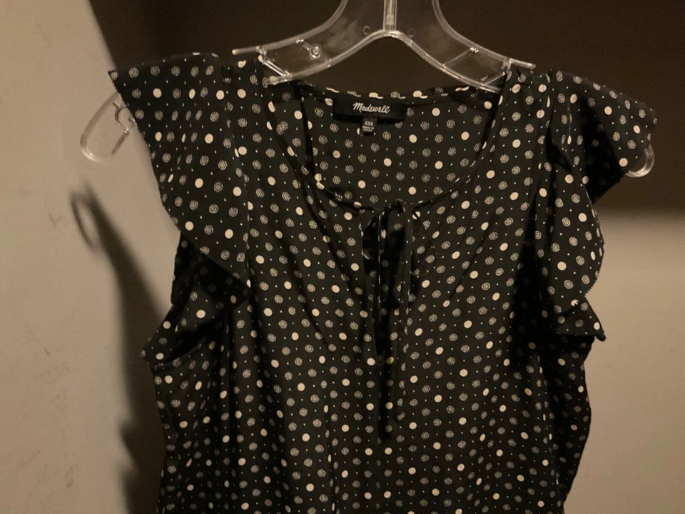 MADEWELL Silk romper shorts XXS petalplay black polka dot  - Image 2 of 4