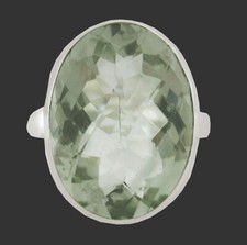 GENUINE 12.86 Cts GREEN AMETHYST RING .925 STERLING SILVER - New With Tag