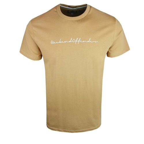 mens weekend offender adam short sleeve crew neck camel t-shirt