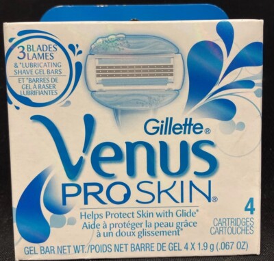 gillette venus pro skin refill cartridges 4 count creased box