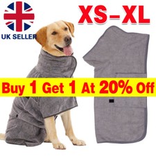 Dog Towel Microfibre Bath Robe Pet Bathrobe Super Absorbent Drying Coat Clothes