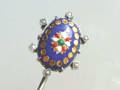 Superbe Pendentif Ancien En Argent Doré (vermeil) Avec émail Bressan – XIXe Siècle, Croix Bleue