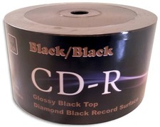 50-Pak DOUBLE-SIDED BLACK/BLACK Diamond Black Record Surface 52X CD-R's