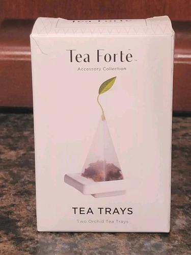 2 Tea Forte Orchid Trays Infuser Steeping Bag Rest Plates مجموعة ملحقات