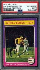 Sal Bando Ron Cey PSA DNA Signed 1975 Topps 1974 World Series Autograph