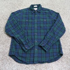 J Crew Shirt Mens Small Green Tartan Plaid Midweight Flannel Classic Button Up