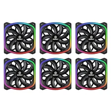 Enermax SquA ARGB PWM 120mm Case Fan - 6 Pack (Black) - OEM