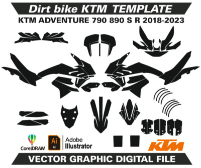 KTM ADVENTURE 790 890 R S 2018-2023 Template Vector Format Ai CDR EPS M213