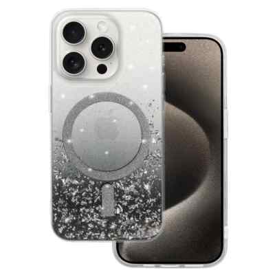 FÜR APPLE IPHONE 15 PRO MAX - MOND mit Mag Safe Case Tasche Bling Hülle SCHWARZ