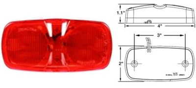 Red LED Light 4'' x 2'' for Side by Side, UTV, ATV, Golf Cart, Off road vehicles