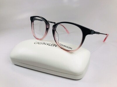 New Calvin Klein CK18721 677 Crystal Smoke-Pink Gradient Eyeglasses 49mm w/Case