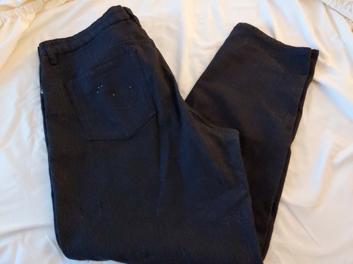 Paulina Jeans 16W High Rise Straight Dark Wash Stretch Denim Jeans - Picture 3 of 7