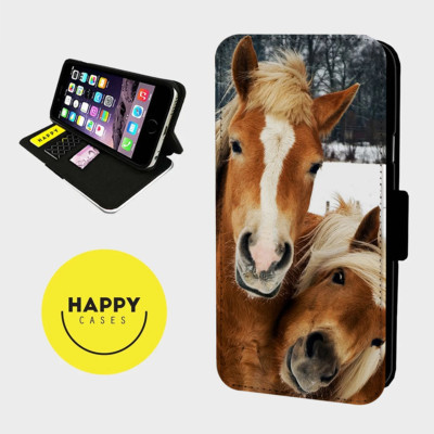 SÜSSE HORSE FRIENDS - Kunstleder Klapp Handy Hülle Cover - iPhone/Samsung PONY