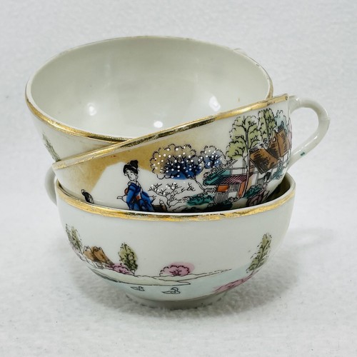 Vintage Teacup Geisha Women Cup Set 3 Japan Japanese Asian Art Oriental Pottery