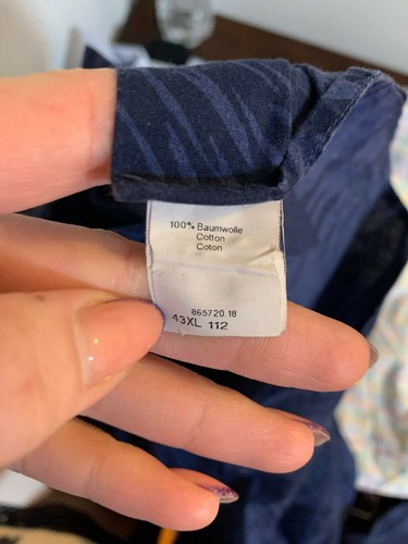 Jacques Britt Men’s Blue Floral Slim Fit 100% Cotton Casual Shirt Size XL  - Afbeelding 7 van 7