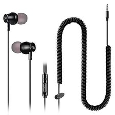 In-Ear Headphone Earbuds for TV PC with 12 Ft Spring Coiled Extension Cable