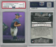 2014 Bowman Platinum Baseball, #8 Taylor Guerrieri REF, Rays, PSA 10 Gem