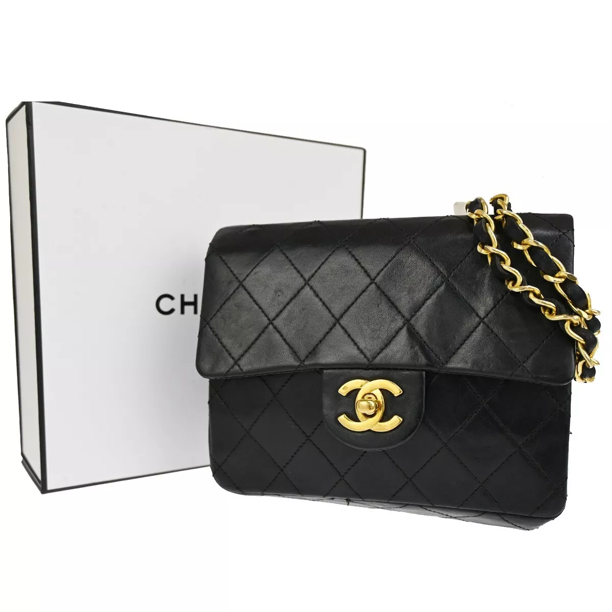 CHANEL CC Mini Matelasse Chain Shoulder Bag Leather Black GHW Vintage 629LC502