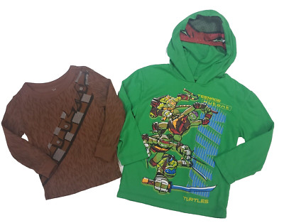 Lot 2 tops Teenage Mutant Ninja Turtles Child's Pullover & Star Wars Chewbacca 4