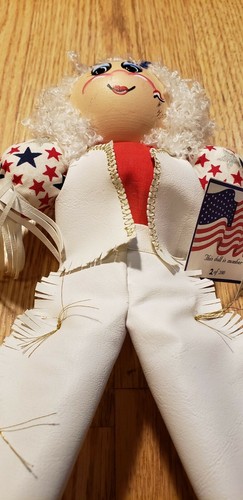 Sturgis Doll Motorcycle Rally Red White Blue Adorable Stars - Picture 4 of 11