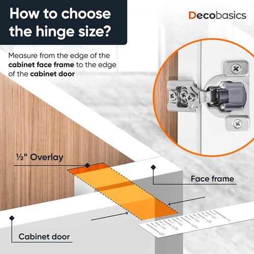 DecoBasics40 Pack 1/2" Overlay Soft Close Cabinet Hinges for Kitchen Cabinet - Picture 8 of 9