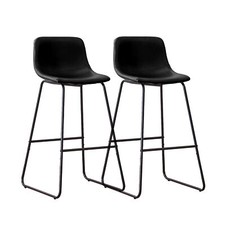 Set of 2 Retro Counter Height Bar Stool 330lb Capacity PU Leather Bar Chairs