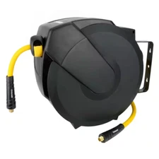 HUSKY Retractable Wall-mount Enclosed Hybrid Air Hose Reel, 3/8 in. x 50 ft.