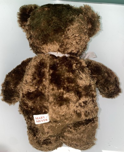 "Oso de peluche Mary Meyer vintage de 10"" con cinta marrón oscuro juguete de peluche 1996" - Imagen 5 de 8