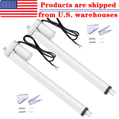 2 Dual 18'' Stroke Linear Actuator 1000N 220lbs 12Volt DC Motor+Mounting Brackets