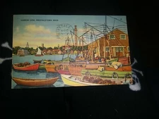 Harbor View in Provincetown Massachusetts Vintage 1951 Linen Postcard