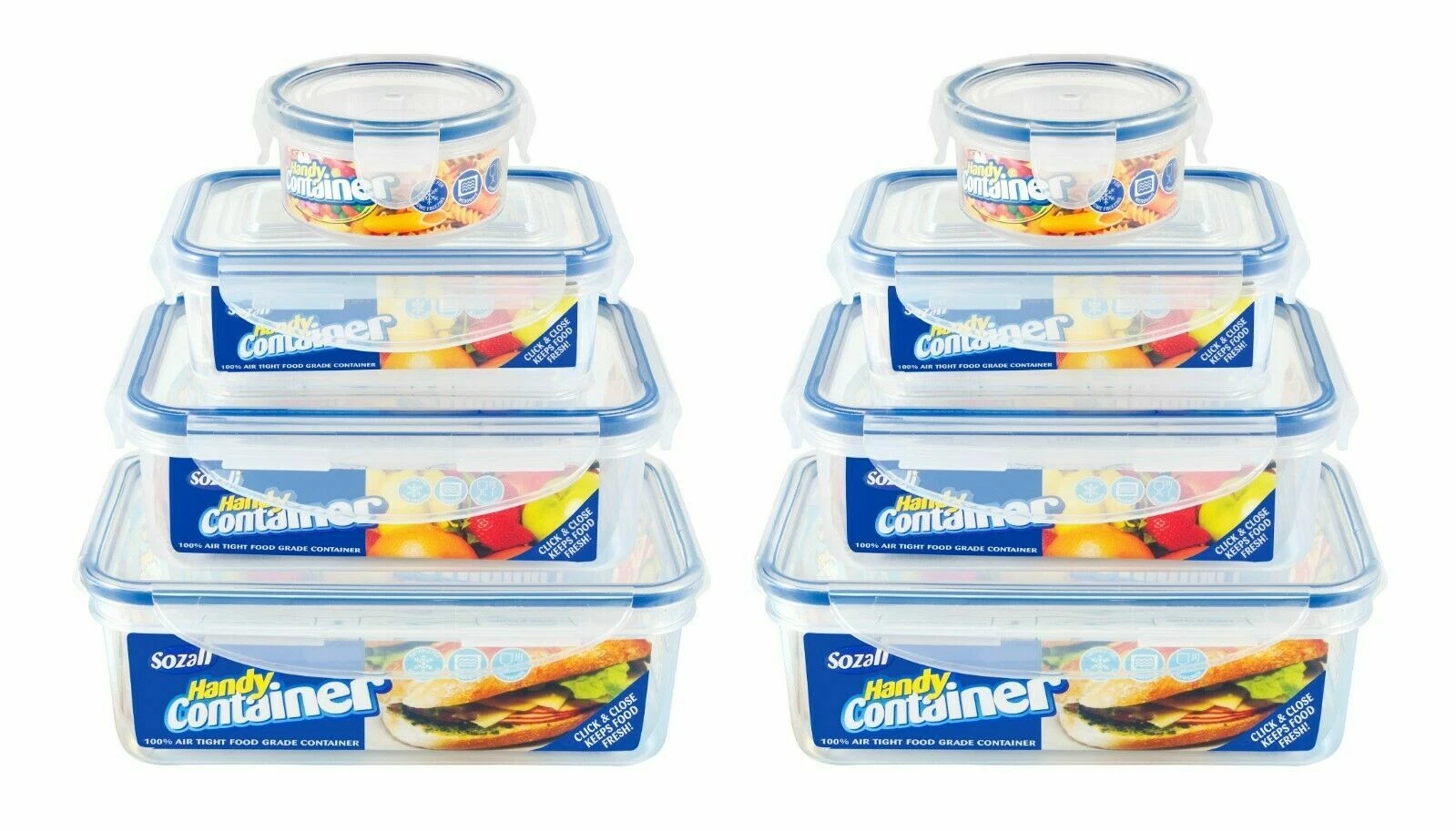 Premium Airtight Food Containers Clip Close Lock Kitchen Storage Box Set 8 Pack