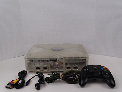 Original Crystal Clear Xbox Limited Edition Bunde with Cables Controller Tested